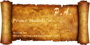 Prusz Abdiás névjegykártya